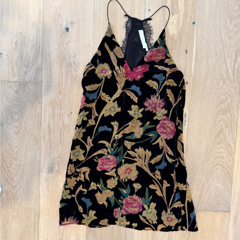 Velvet Floral Slip Dress